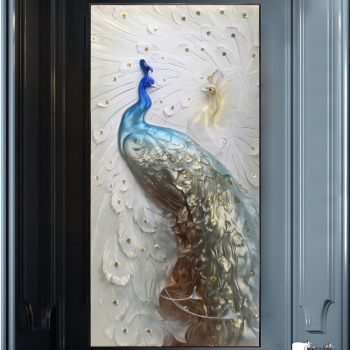 Tranh trang trí 3D treo tường chim công TTA 001