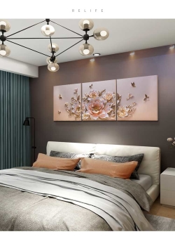 Bộ 3 tranh trang trí 3D Hoa TTA 008